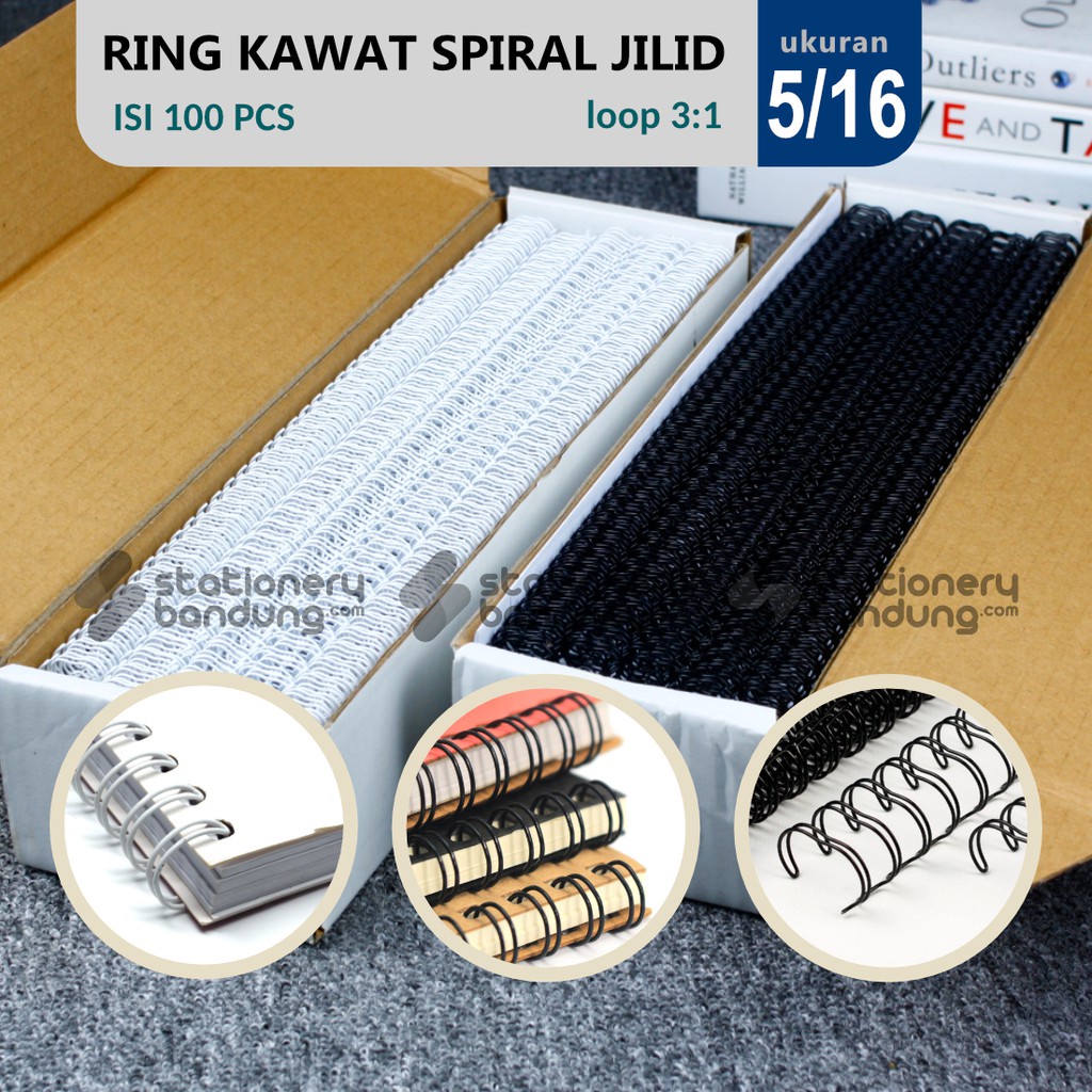 

IK! Ring Kawat Spiral Jilid 5/16 F4 atau A4 Spiral Wire 3:1 38 atau 35 Lobang