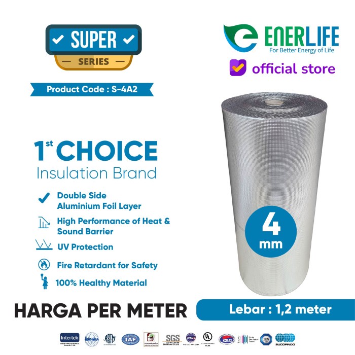 MacamKita- Aluminium Foil Atap Bangunan 4mm Double Side - Harga Per Meter