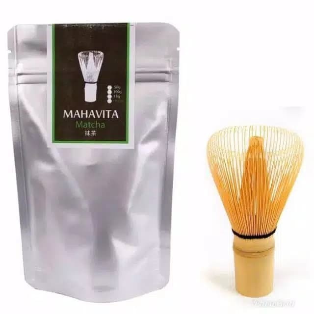 

Matcha 100g bubuk teh hijau + Chasen adukan bambu paket duo