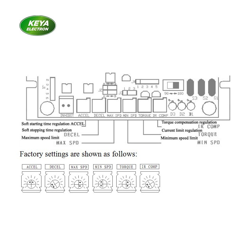 Keya Switchable 110V 220V Ac Input 90V 180V Dc Motor Speed Controller 10A