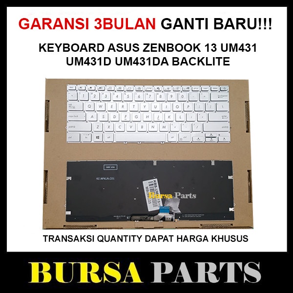 KEYBOARD ASUS ZENBOOK 13 UM431 UM431DA UM431D SILVER BACKLITE