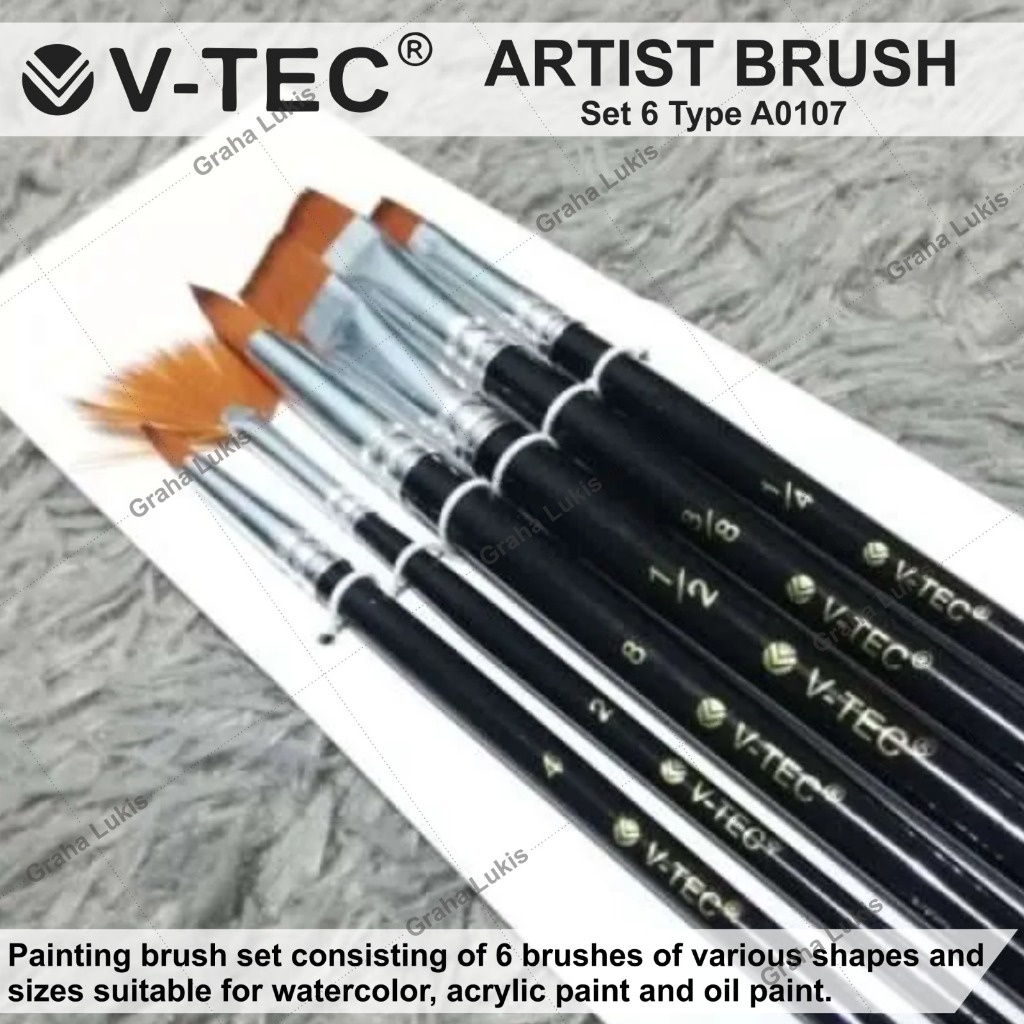 

IK! V-Tec Brush A0107 Set 6 / Kuas Lukis Set 6