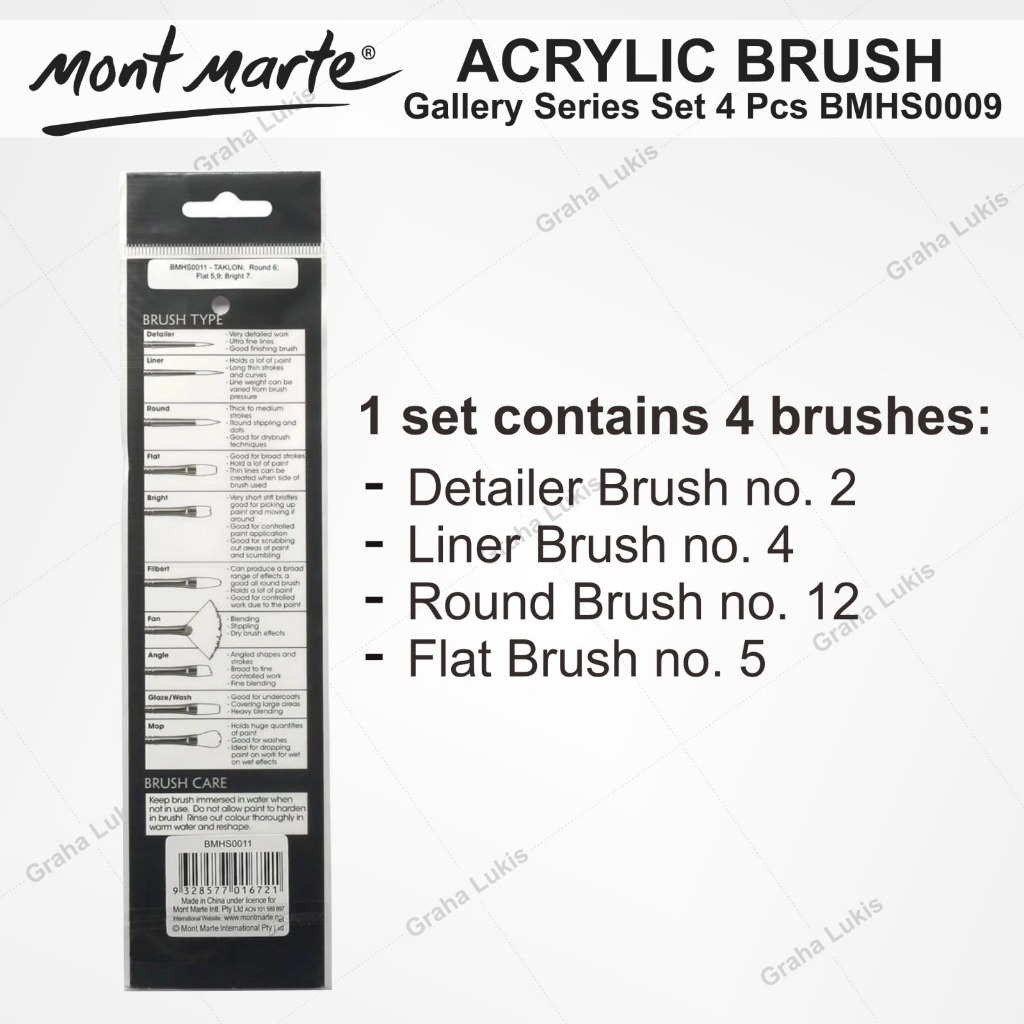 

IK! Kuas Cat Akrilik Gallery Series Brush Set Acrylic 4 pcs BMHS0009 / Acrylic Brush