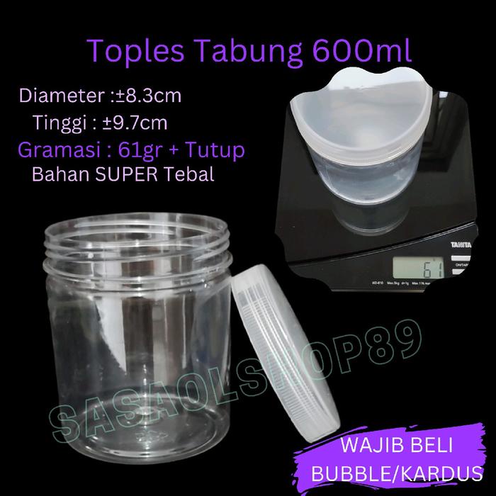 siapkirim- Toples Kue 500-600ml 10pcs/Toples Plastik Tabung/Toples Bening