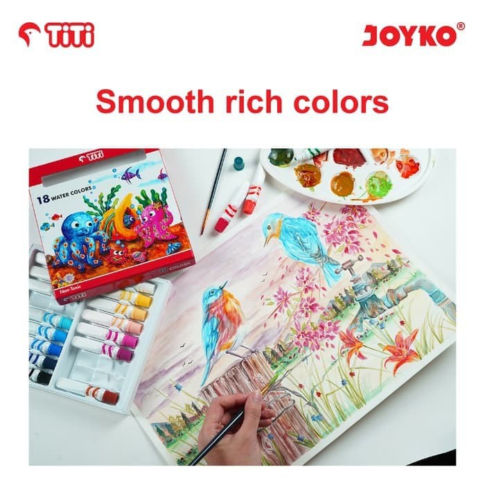 

IK! TiTi Joyko Water Color WC-6ML-12 Cat Air Anak 12 Warna Tube Watercolors Orinal Asli