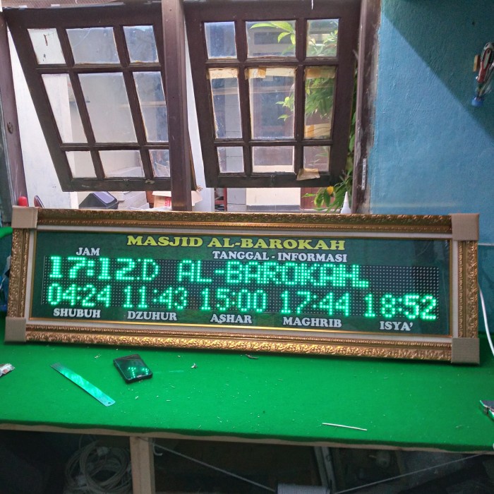 Jam Digital Jadwal Sholat Masjid, Running Text 45 cmx 150 cm