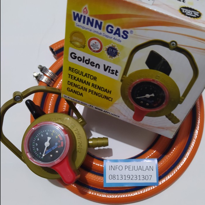 silahkan- Regulator Golden Vist WINN GAS Selang gas LPG 700 PSI Orange