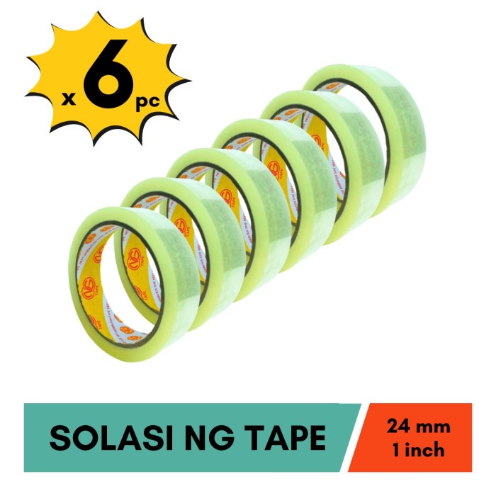 

New Isi 6 roll - Selotip Solasi Lakban Bening Daimaru 1 inch/24 mm