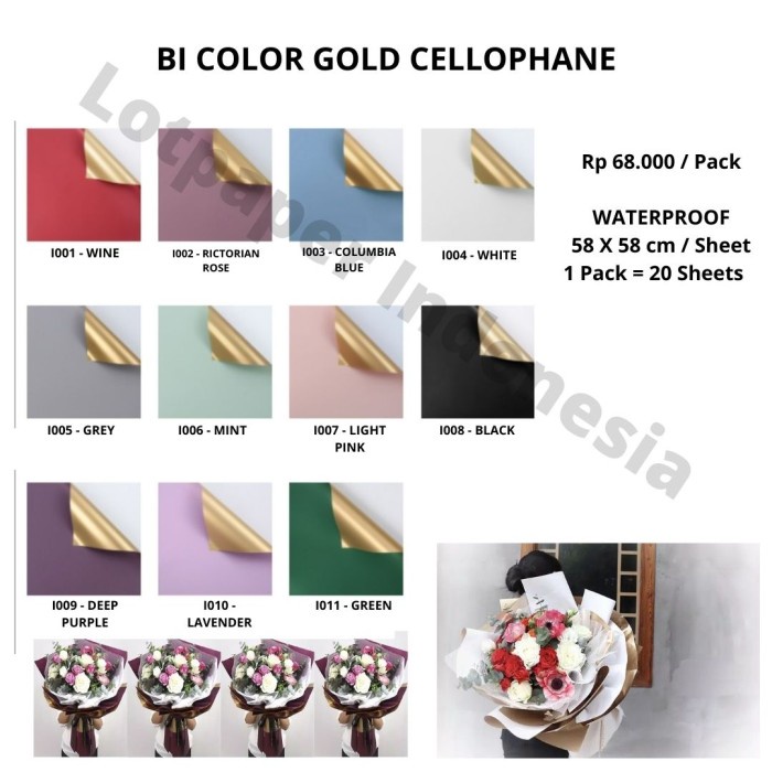 New BI COLOR GOLD CELLOPHANE CELLOPHANE 2 WARNA BASE EMAS