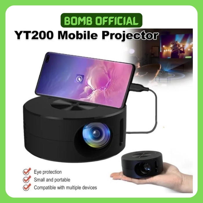 Projector Mini YT200 HD LED Proyektor Mobile Projector 1080P