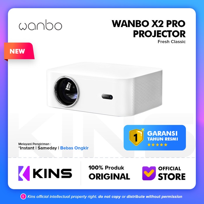 Wanbo X2 Pro Smart Proyektor 5W*2 HiFi Speaker Fokus Otomatis 450 ANSI