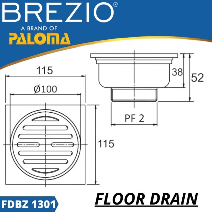 BREZIO FDBZ 1301 FLOOR DRAIN SARINGAN LANTAI WC KAMAR MANDI CHROME