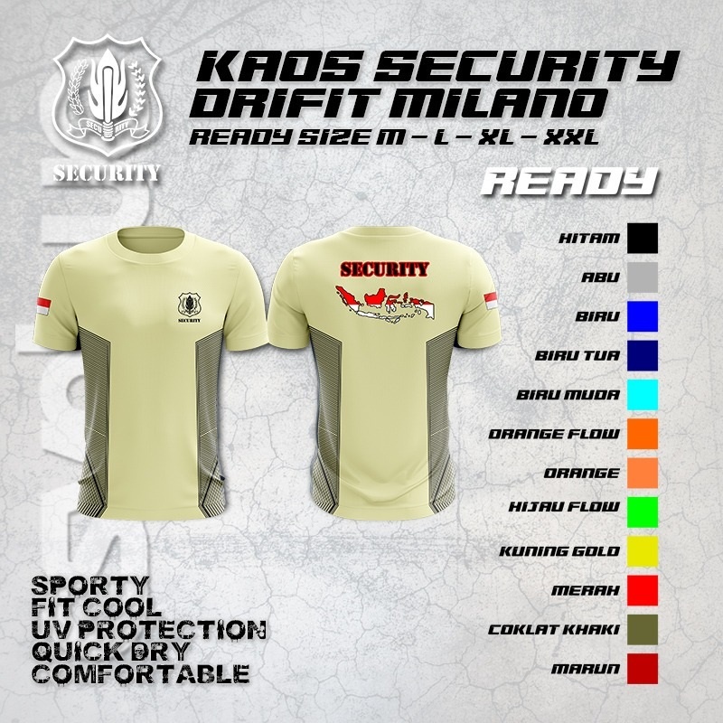 Kaos Satpam Securtiy / Kaos Jersey Security / Satpam Bahan Dryfit Milano