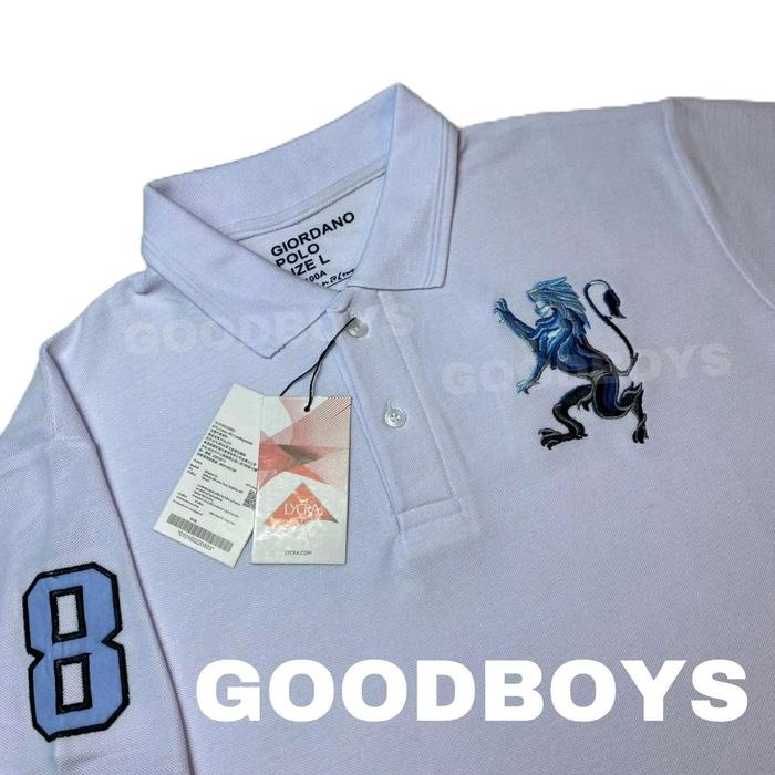 Gentz -Kaos Polo Shirt Pria Kaos Kerah GIORDANO 3D LION Premium Putih