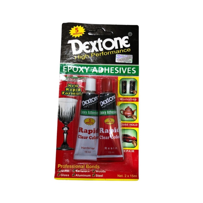 

New DEXTONE LEM EPOXY RAPID CLEAR BENING 5 MENIT 30 ml Lem Campur