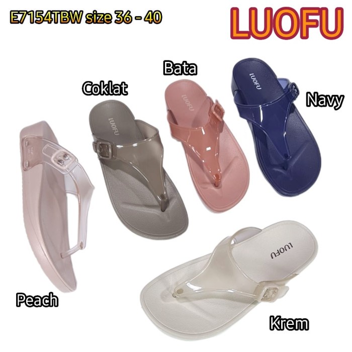 Jelly sandal wanita jepit luofu japit gesper karet import E7154TBW