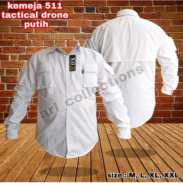 Navero-kemeja 511 tactical outdoor/kemeja drone PUTIH lapangan/army/PDL