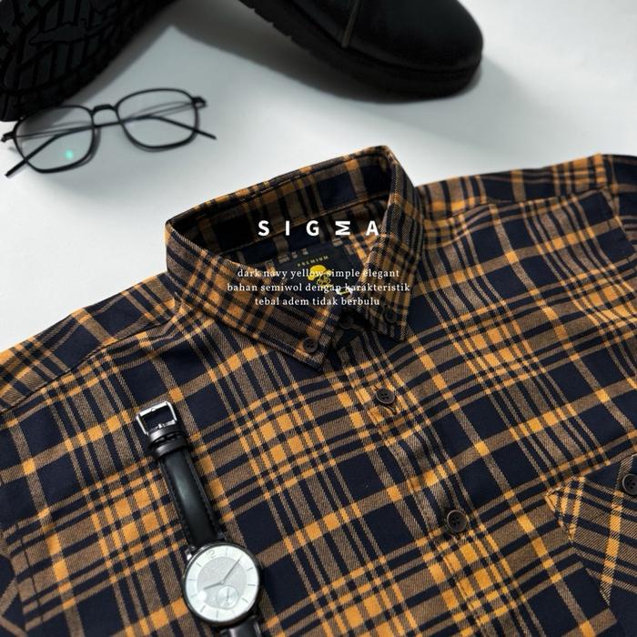 Zeno-Kemeja flanel semi wool premium F2D lengan panjang unisex kemeja pria dan wanita motif