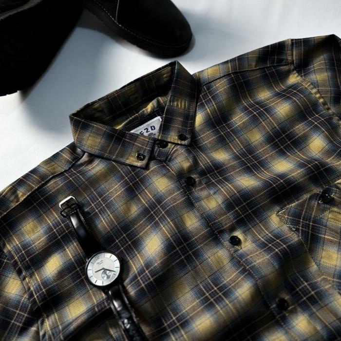 Zeno-Kemeja flanel F2D semi wool premium lengan panjang unisex kemeja pria dan wanita motif