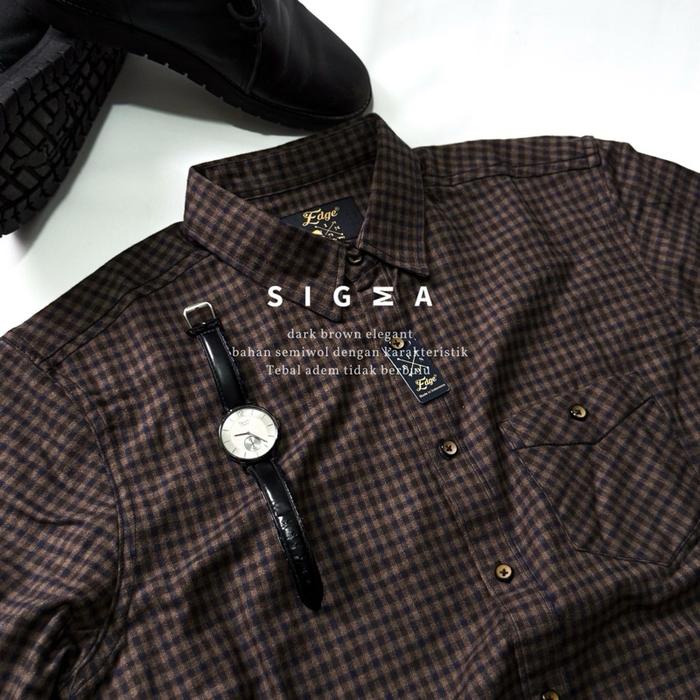 Zeno-Kemeja flanel semi wool premium EDGE lengan panjang unisex kemeja pria dan wanita motif