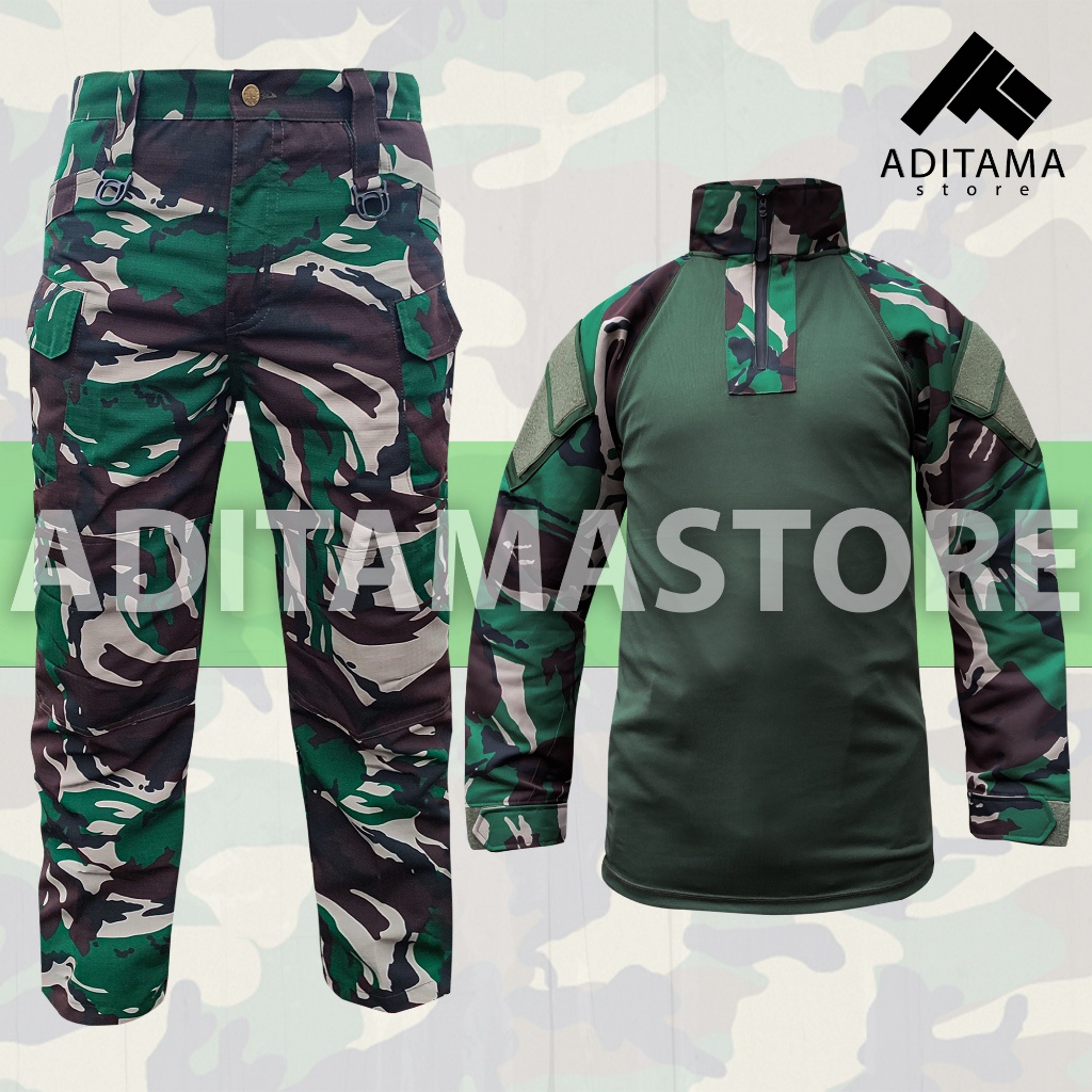 SATU SET SETELAN Baju Kaos BDU TActical Combat Lengan Panjang Celana Tactical Malvinas TNI