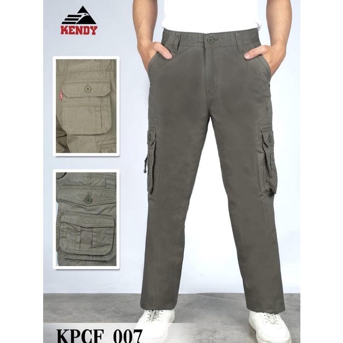 Luno- Celana KENDY Original Panjang Cargo Gembol PCF Katun Nyaman Twill Pria Gunung Casual Army