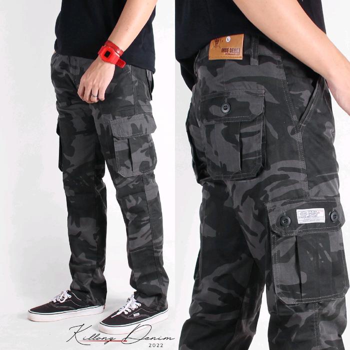 Luno- CELANA CARGO PANJANG LORENG ARMY-CARGO PANTS PRIA LORENG ARMY PANJANG