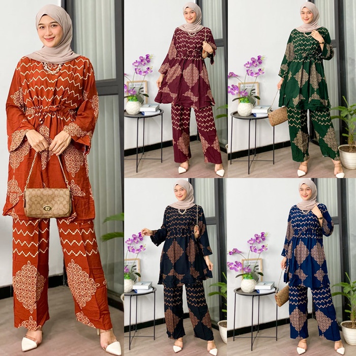 Setelan kekinian daster set setelan baju celana panjang wanita jumbo