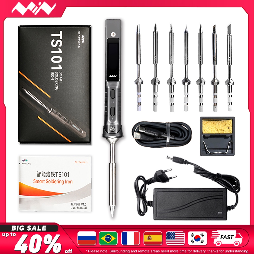 Original TS101 Mini USB Electric Soldering Iron Adjustable Temperature Digital Solder Station 65W