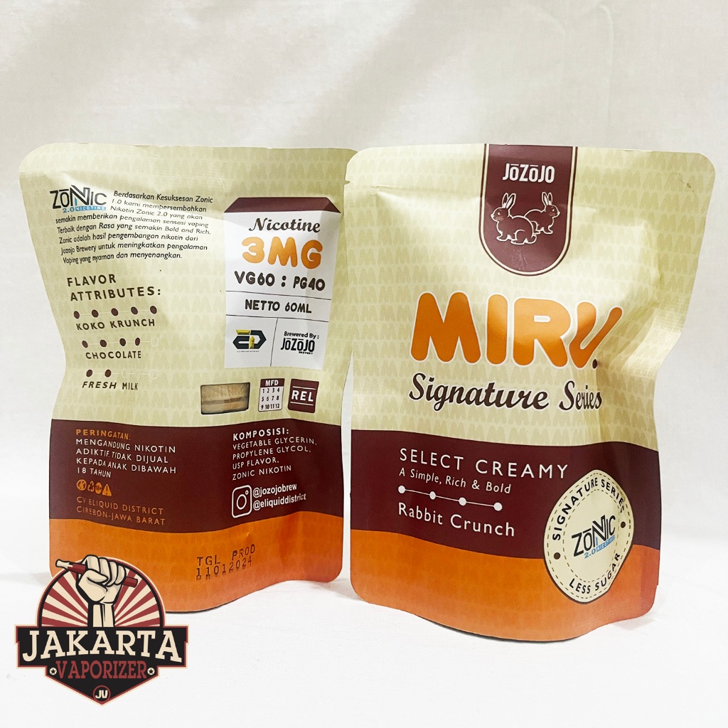 MIRU SIGNATURE RABBIT CRUNCH CHOCOLATE CRUNCH MILK 60ML 3MG 6MG BY JOZOJO