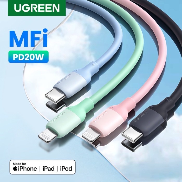 Ugreen USB C to Lightning MFI Cable 1M Liquid Silicone Untuk IPhone