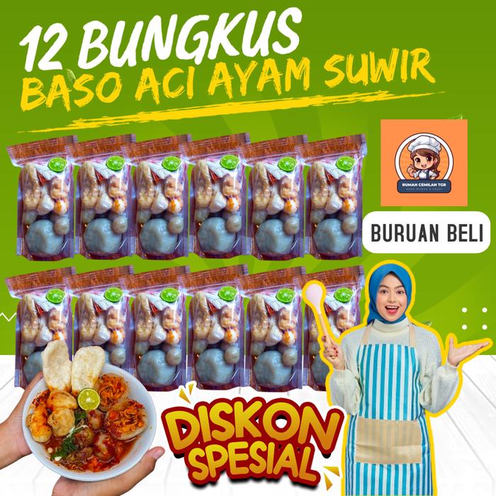 

QQ968 12 Bungkus Baso Aci Ayam Suwir , Super Enak Gurih Asin Pedas Mantap! - Baso Aci Instan, Food,