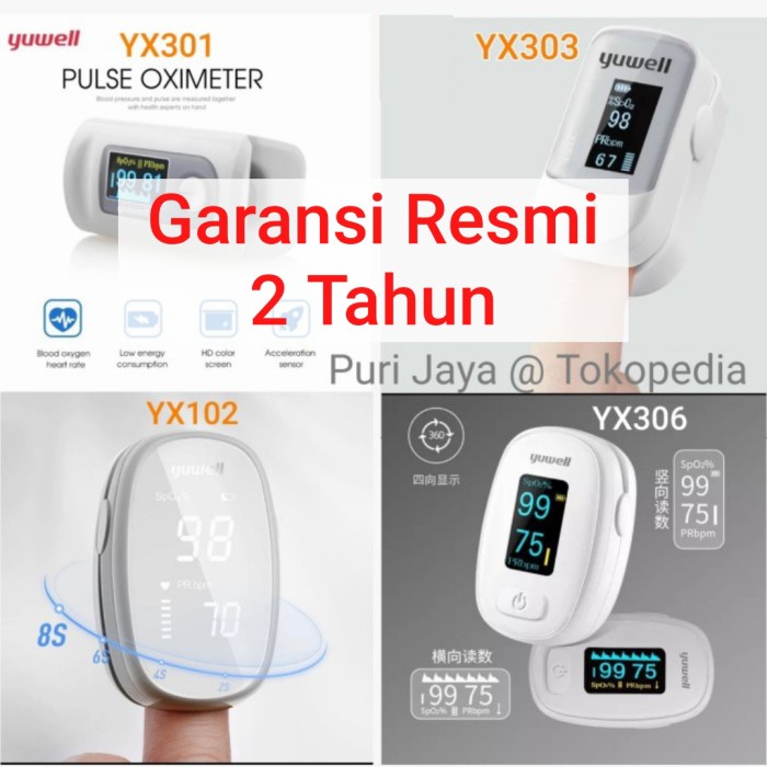 Yuwell Oximeter YX306 YX301 YX303 YX102 Oxymeter SPO2 Garansi