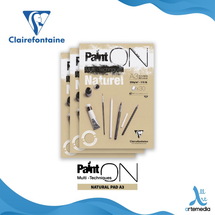 

TERBARU Kertas Gambar Clairefontaine Paint On A3 Natural Multi Technique Pad