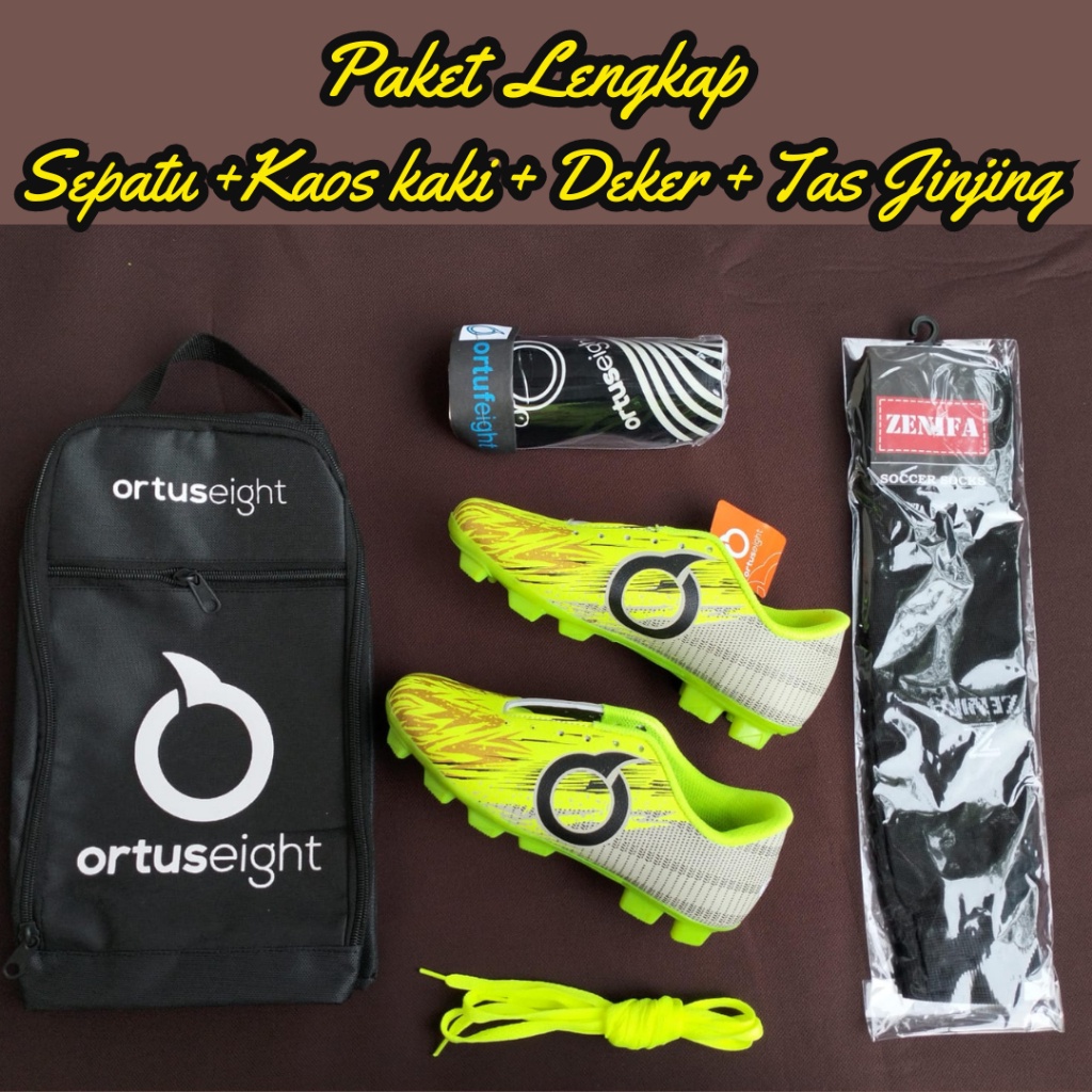 Sepatu Bola Anak Ortuseight Catalyst Unity Green Yellow l COD Sepatu Kids PAKET KOMPLIT