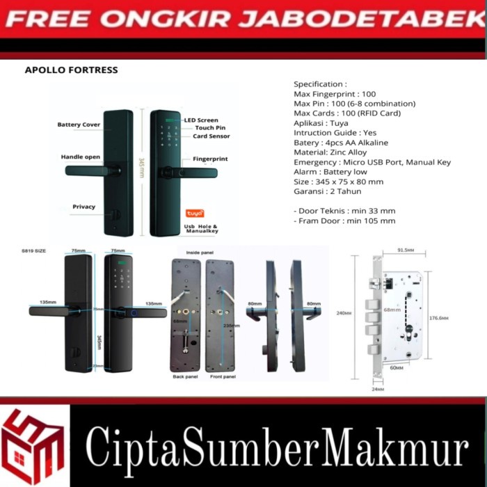 Handel Digital Fortress / Smart Lock Pintu Baja Fortress