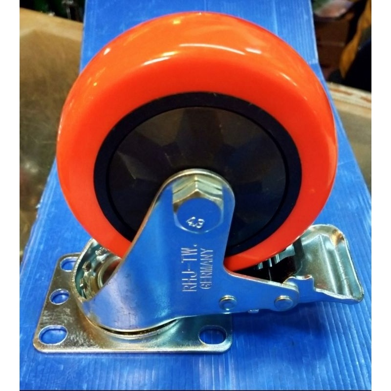 AYOOOLLARIZSS Roda Troli 3 inch - 4 inch RHJ-TW caster germany.bahan PU warna merah.