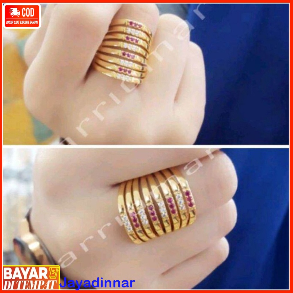 Cincin Emas Asli 24K Swarovski Dapat Surat Dw05