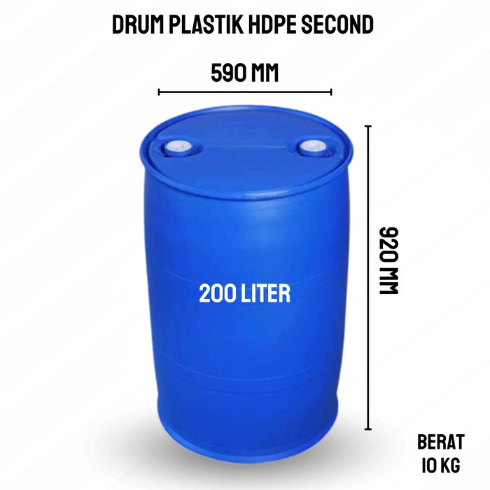 Drum Tong Plastik HDPE 200 Liter Bekas - Tong Sampah Penampung Air - Bekas Second - Layak Pakai -