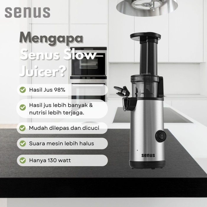 SENUS SLOW JUICER PENGEKSTRAK BUAH LOW WATT TANPA AMPAS