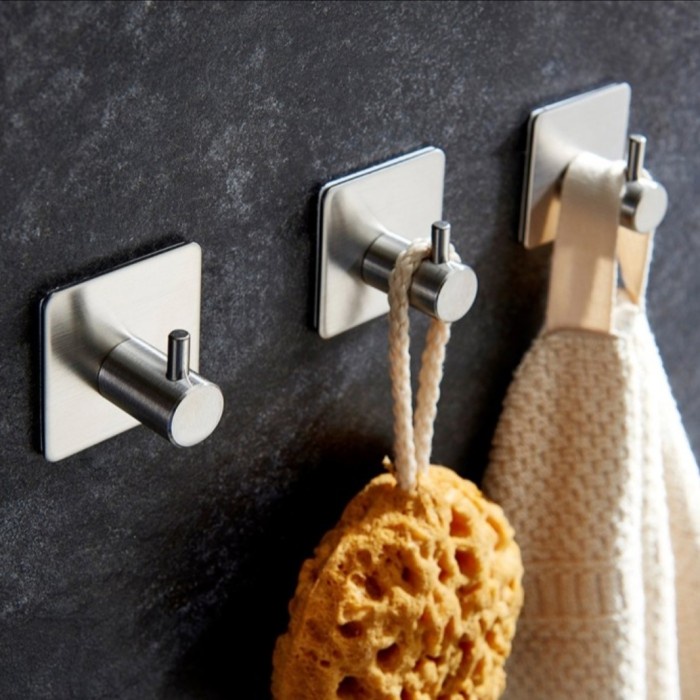 GANTUNGAN BAJU STAINLESS STEEL TEMPEL 3M HOOK HANGER