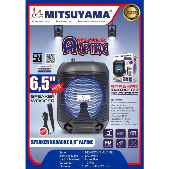 Buruan beli] Speaker Karaoke Bluetooth Mitsuyama MS-4025BT