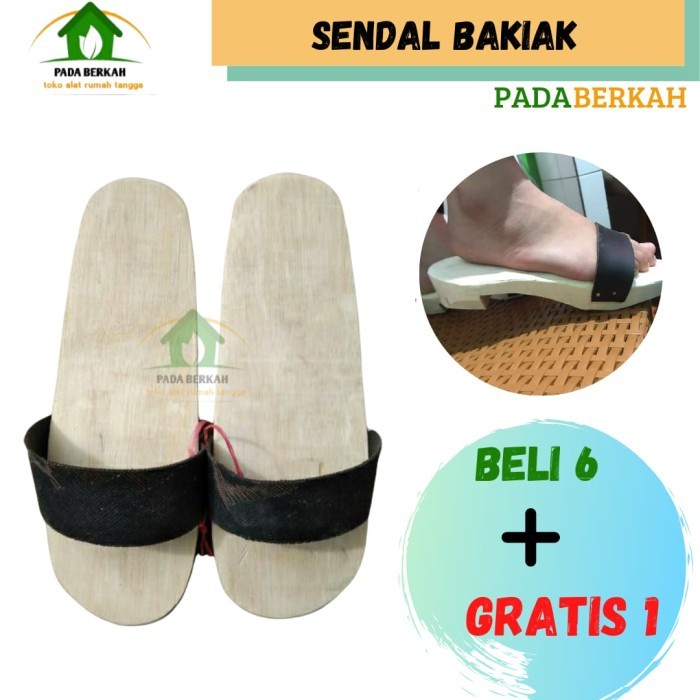 Dresto- Sandal Bakiak Kayu Sandal Kayu Terompah Sandal Wudhu Sendal Kayu Karet