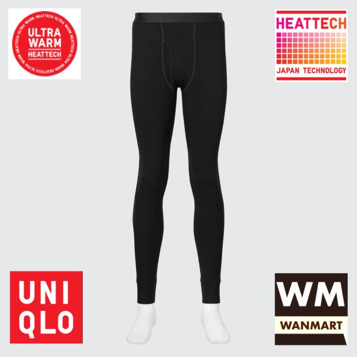 UNIQLO Celana Long John Pria Heattech Ultra Warm Black Longjohn