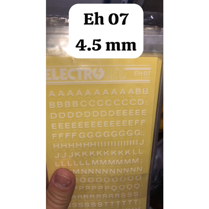 *****] rugos huruf putih elektro kode eh03 ( 4.2mm) / eh04 ( 3mm) / eh07 ( 4.5 mm) / eh 15(2.5mm)