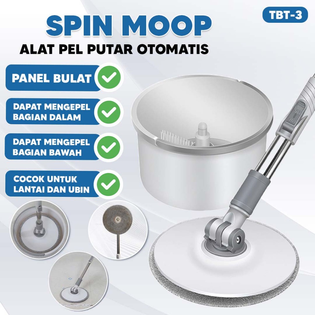 HOMEDEKOR SPIN MOP D31 ALAT PEL LANTAI KAIN PEL ALAT PEMBERSIH PRAKTIS PEL-PELAN OTOMATIS TBT-3