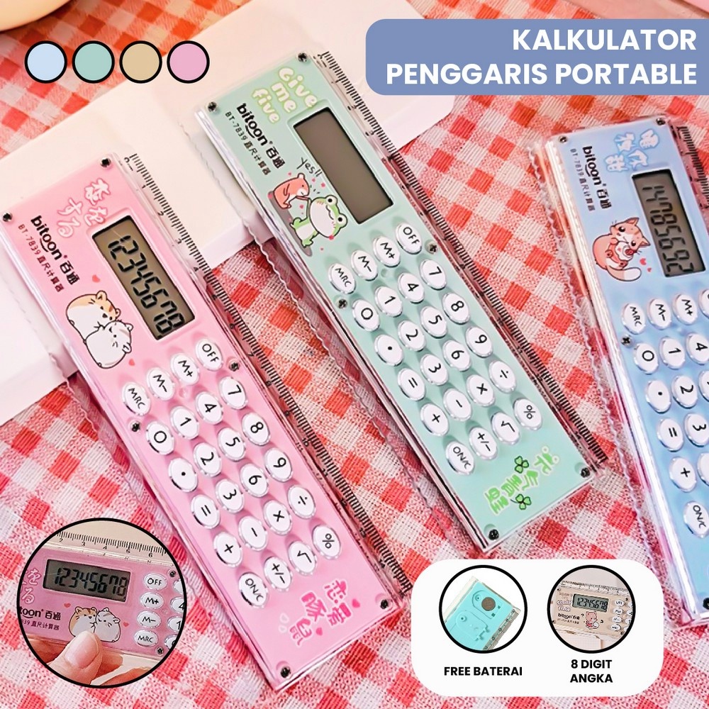 

Kalkulator Penggaris Karakter 2IN1 Mini Portable Multifungsi / Kalkulator 8 Digit Penggaris 15cm /
