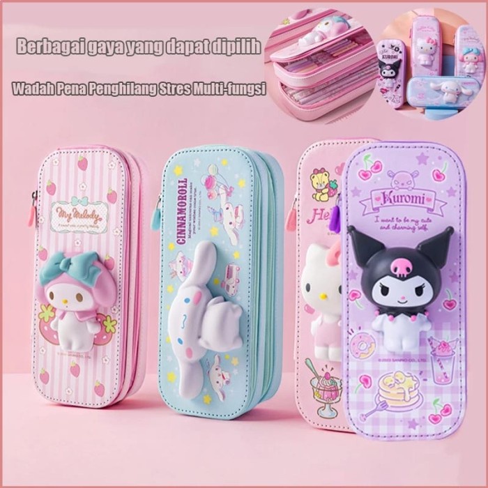 

Ready Kotak Pensil Squishy Sanrio Ori Cinnamo Kuromi Case Tempat Alat Tulis