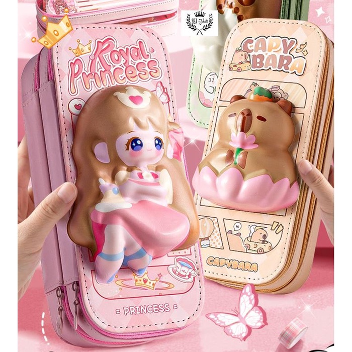 

Ready Kotak Pensil Tempat Pensil Kbx 3D Squishy Double Layer Waterproof Kapasitas Besar Stationery