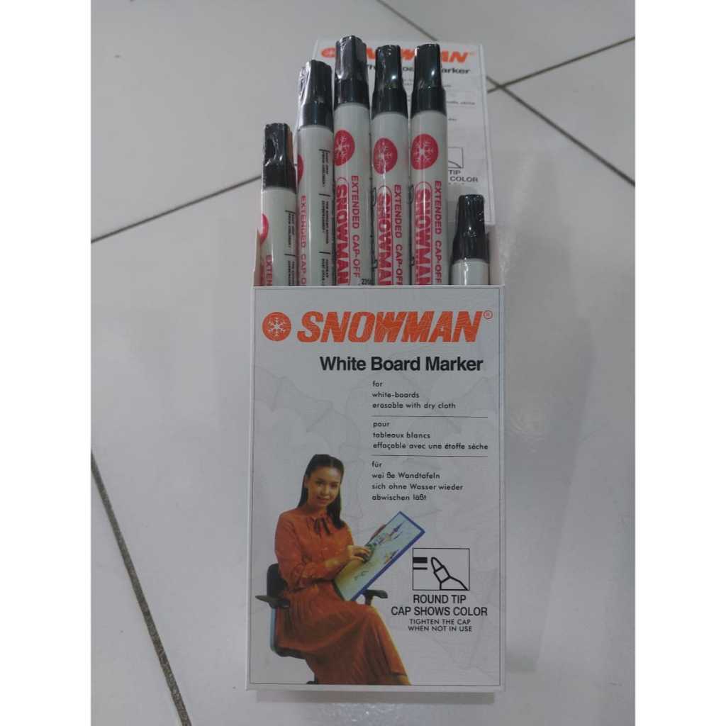 

Spidol Whiteboard/Papan Tulis/Bisa Dihapus/Tidak Permanen Snowman BG-12 Isi 12Pcs Dw05